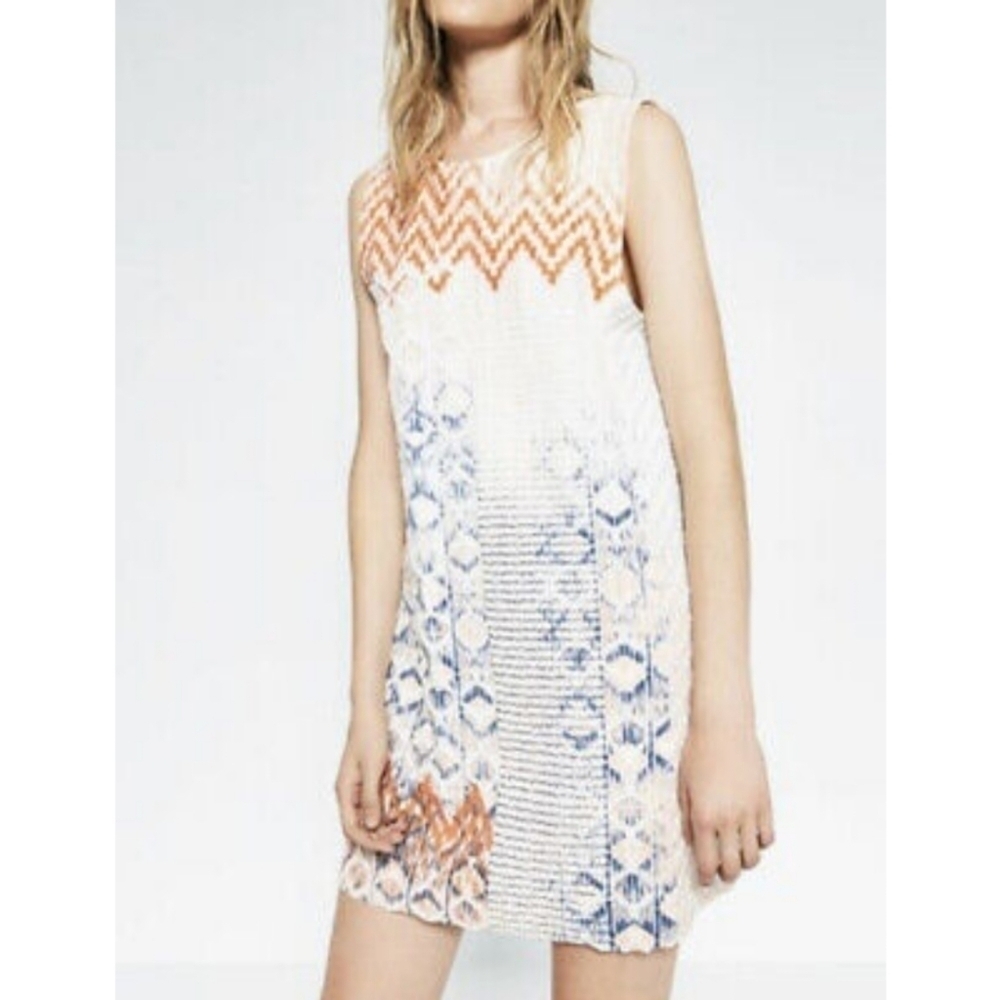 𝅺zara Collection Geometric Sleeveless Shift Dress small